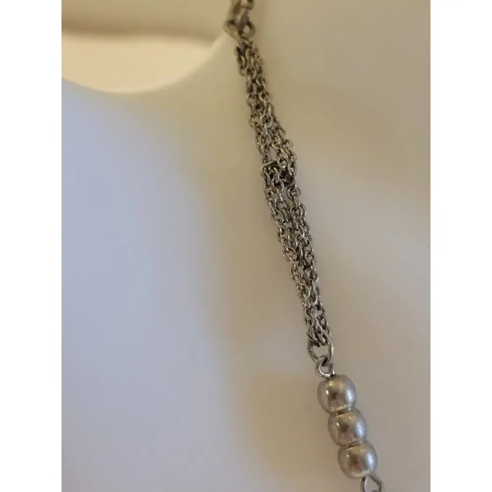 Necklace Jewelry Knotted Chain Silver Tone Metal Beaded Statement‎ Fashion